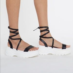 Nasty Gal Wrap It Up Platform Sandals Size 10